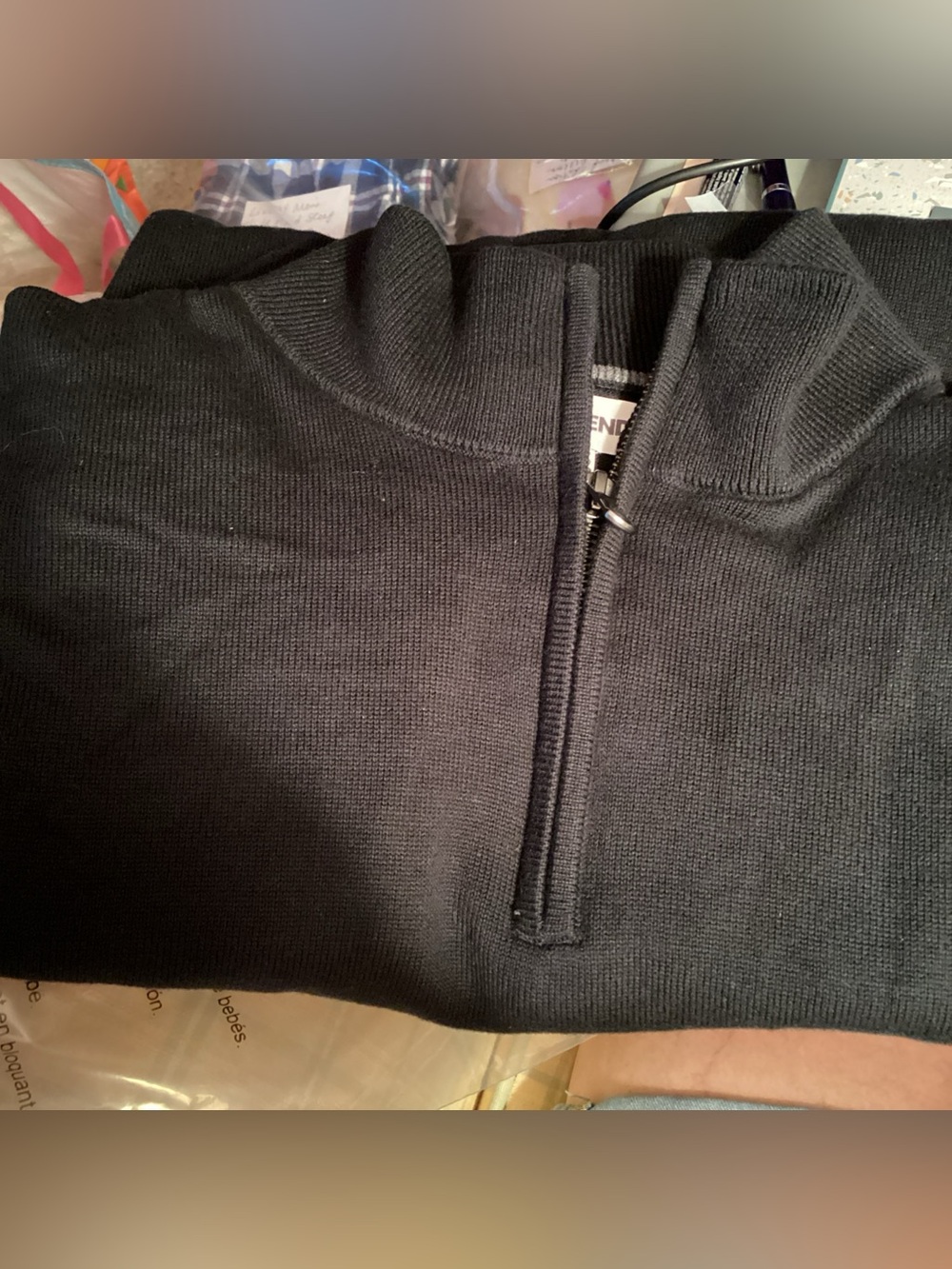 Lands End Men’s Long Sleeve Black 3/4 Zip Sweater Size L (42-44)